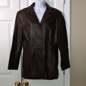 Adler collection realnz lambskin brown leather jacket  Sz M